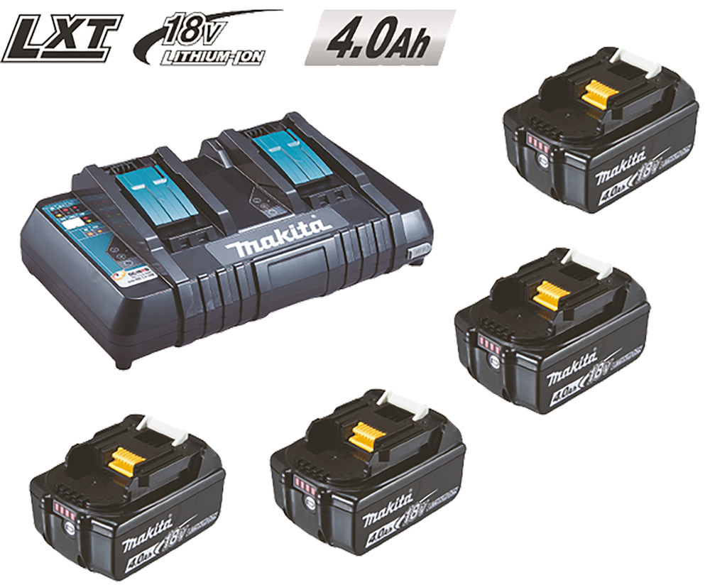 Energypack EPAC18-404 Makita 18V 4.0 Ah 4 Akkus + 1 Doppelladegerät<br>