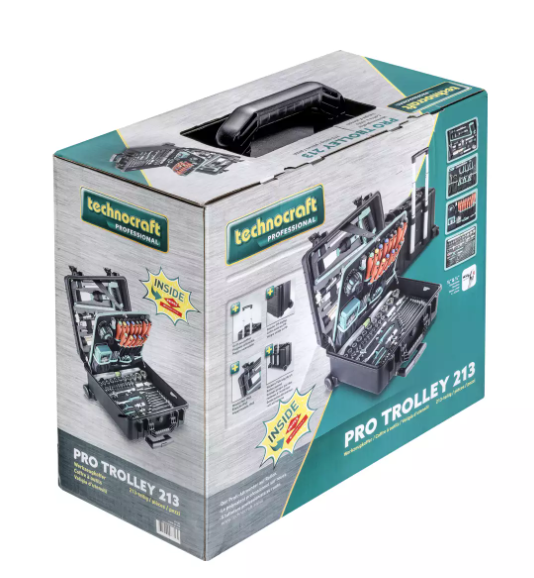 Technocraft PP-Werkzeugkoffer Pro Trolley Premium, 213 teilig, IP65