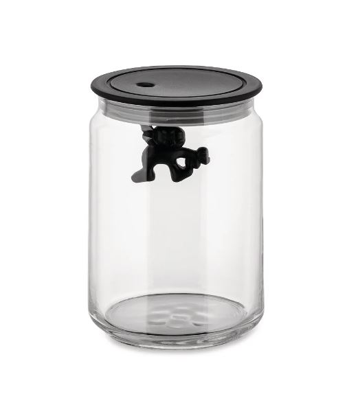 "Gianni" Küchendose aus Glas, Schwarz, Alessi<br>