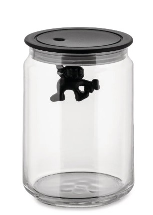 Dose "Gianni" aus Glas schwarz, Alessi<br> Inhalt, Höhe: 200 cl / 30.5 cm