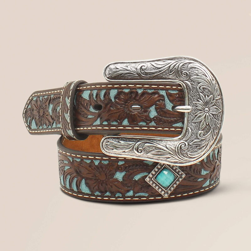 Ariat Fancy Tooled Overlay Belt - Kids<br>