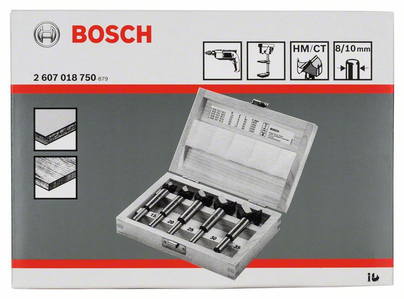 Kunstbohrer-Set HM, 5-teilig, 15 - 35 mm<br>