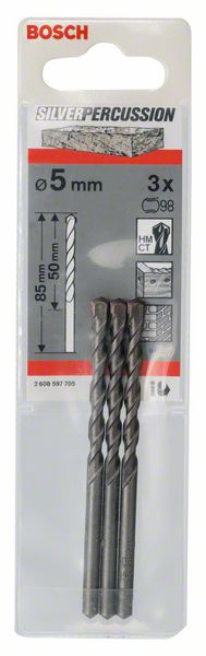 Betonbohrer CYL-3, Silver Percussion, 5 x 50 x 85 mm, d 4,5 mm, 3er-Pack<br>