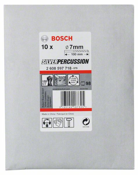 Betonbohrer CYL-3, Silver Percussion, 7 x 60 x 100 mm, d 6,5 mm, 10er-Pack<br>