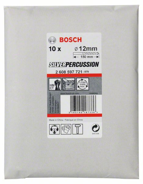 Betonbohrer CYL-3, Silver Percussion, 12 x 90 x 150 mm, d 10 mm, 10er-Pack<br>