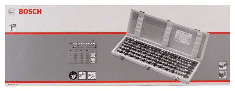 Schlangenbohrer-Set, 6-teilig, 10 - 20 mm, 160 mm, 235 mm<br>