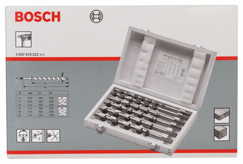 Schlangenbohrer-Set, 6-teilig, 10 - 20 mm, 360 mm, 450 mm<br>