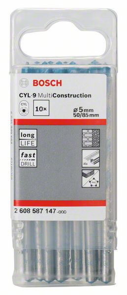 Mehrzweckbohrer CYL-9 Multi Construction, 5 x 50 x 85 mm, 10er-Pack<br>