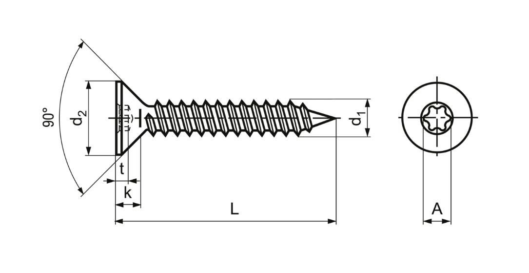 Senk-Blechschrauben mit Innensechsrund, verzinkt getempert blau<br>