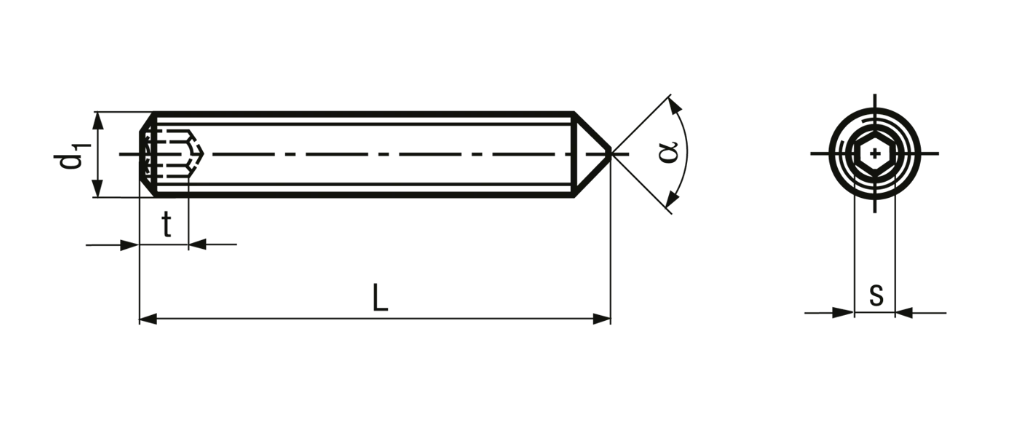 Gewindestifte mit Innensechskant mit Spitze<br>