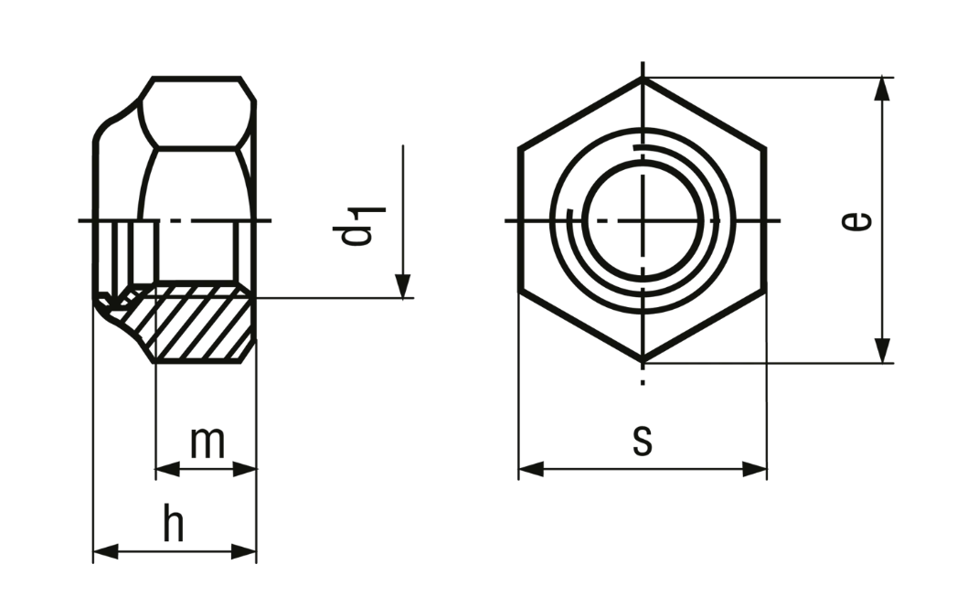 Sicherungsmuttern niedrige Form, MF mit Polyamideinlage, verzinkt<br>