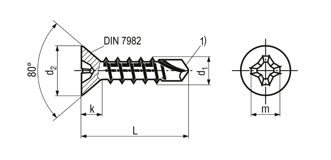 Senk-Bohrschrauben Form P ecosyn&reg;-drill, Stahl einsatzgeh&auml;rtet<br>