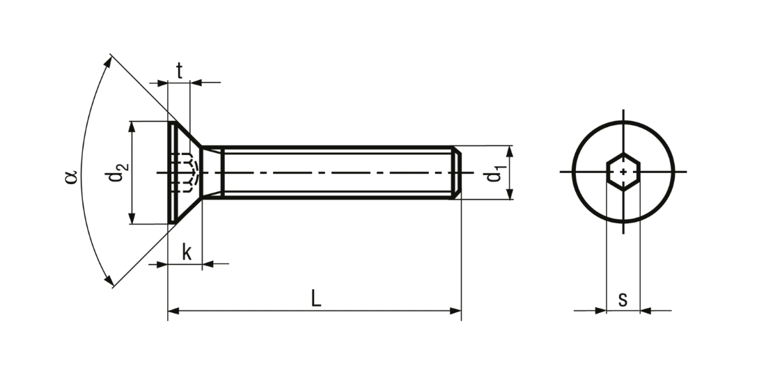 Senkschrauben mit Innensechskant ohne Schaft, INOX<br>