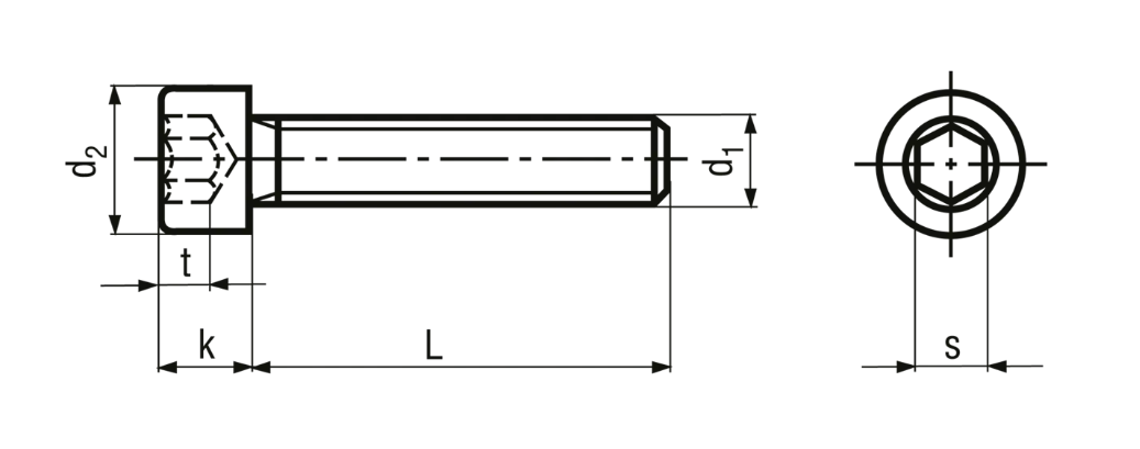 Zylinderschrauben mit Innensechskant ohne Schaft, Stahl 8.8<br>