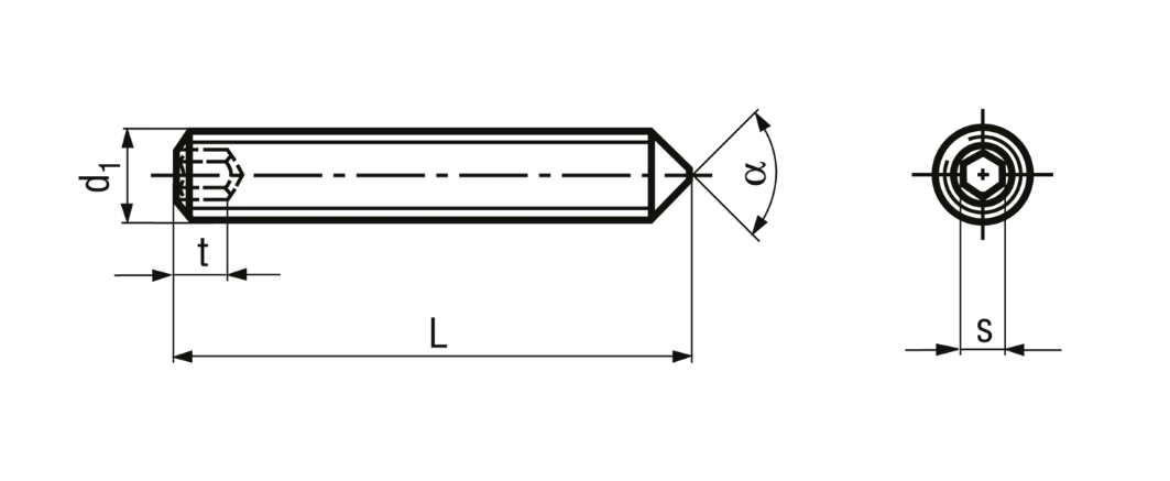 Gewindestifte mit Innensechskant / Spitze<br>