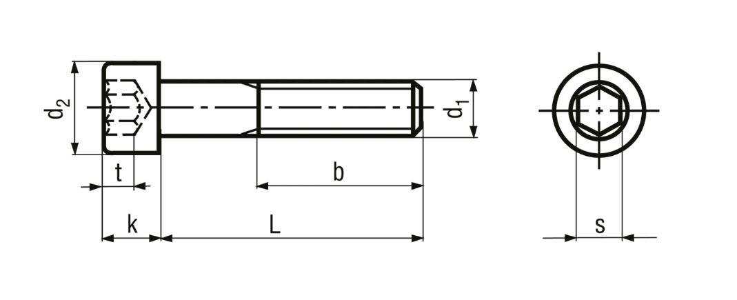Zylinderschrauben mit Innensechskant mit Schaft, Stahl 8.8<br>