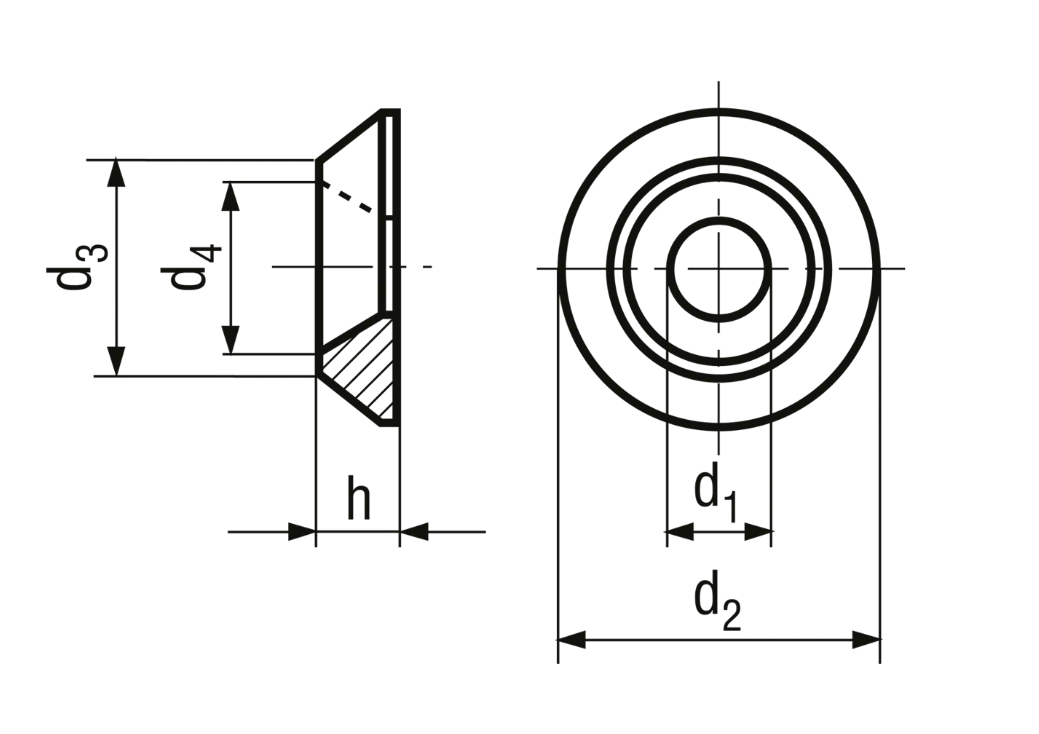 Scheiben f&uuml;r Senkschrauben 90&deg;, INOX<br>