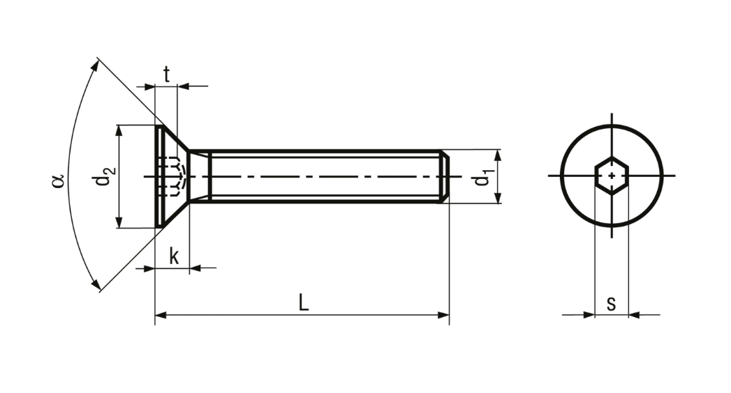 Senkschrauben mit Innensechskant ohne Schaft, INOX<br>