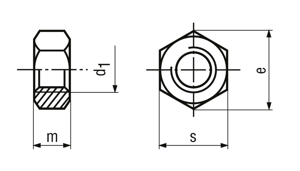 Sechskantmuttern ~ 0,8 d, INOX<br>