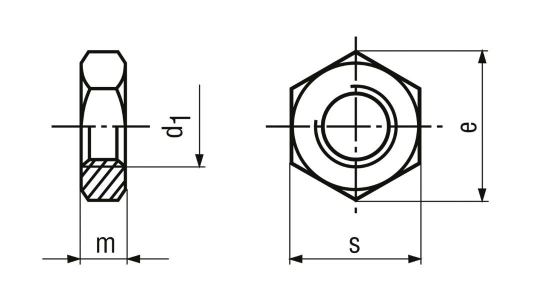 Sechskantmuttern ~ 0,5 d, INOX<br>