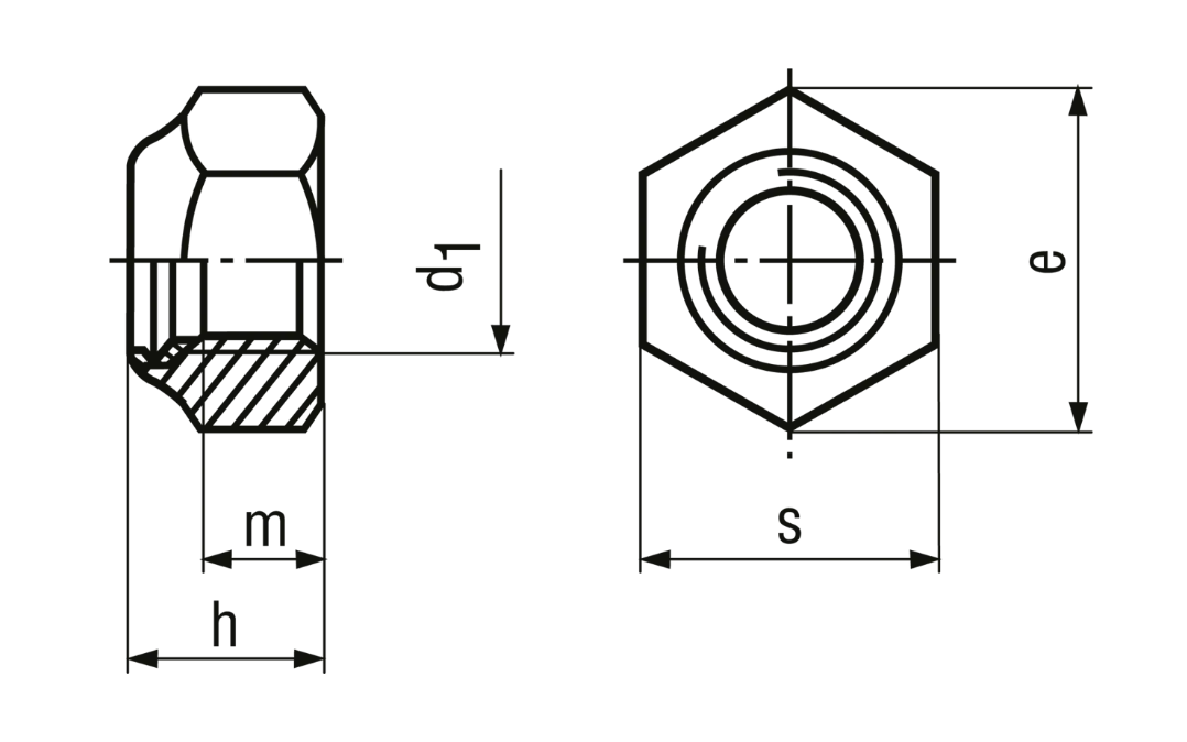 Sicherungsmuttern niedrige Form, INOX mit Polyamideinlage<br>