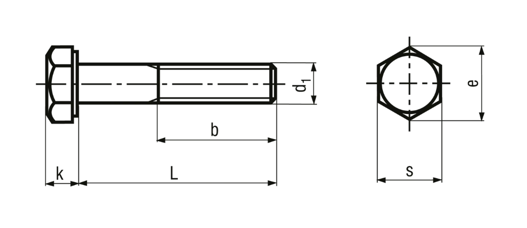 Sechskantschrauben mit Schaft, Stahl 10.9<br>