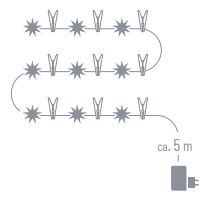 Fenstersternenkette LED 9 Zacken, 9 Sterne<br>