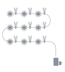 Sternenketten LED, 18 Zacken, 9 Sterne<br>