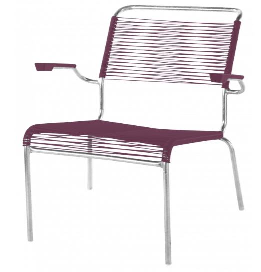 Lounger Säntis Spaghetti mit Armlehne<br> Farbe : bordeaux