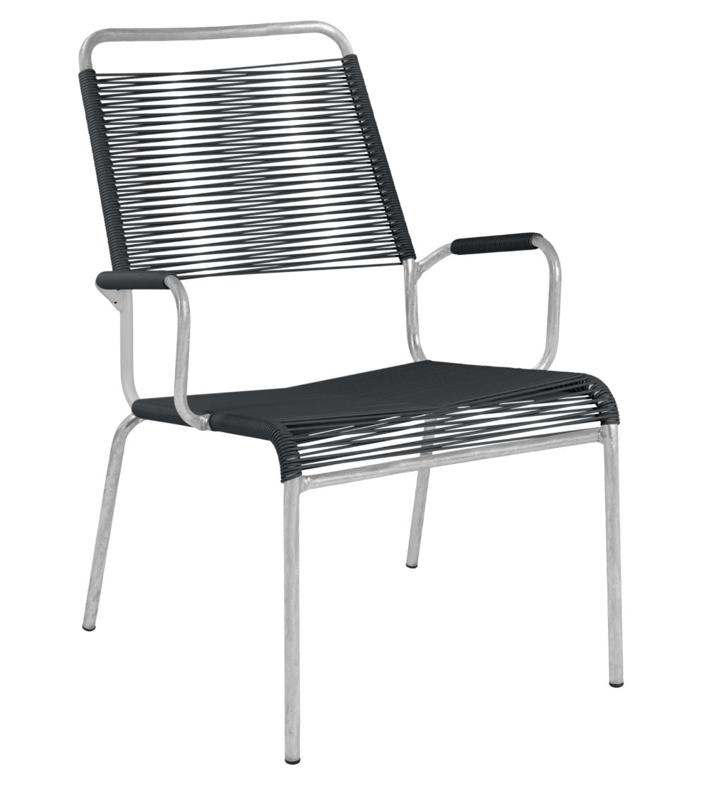 Spaghetti-Salonsessel Rigi mit Armlehne, anthrazit<br> Farbe: anthrazit