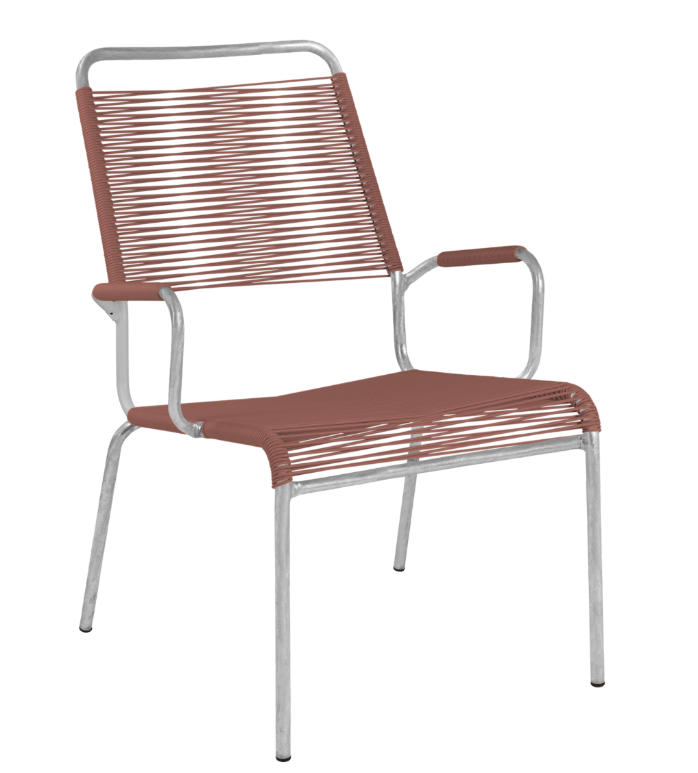 Spaghetti-Salonsessel Rigi mit Armlehne, pastellterracotta<br> Farbe: pastellterracotta