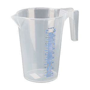 Messbecher transparent aus Plastik<br>