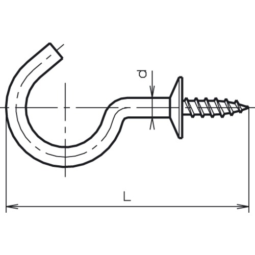 Hakenholzschraube mit Rosette vernickelt  25x9x2.3mm<br>