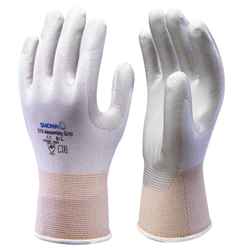 Weisse Nylon-Strickschutzhandschuhe SHOWA,<br> Grösse: M