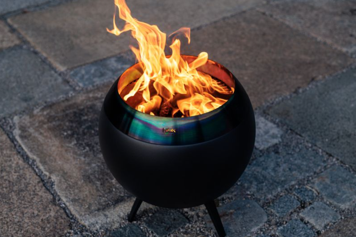 Feuerkorb schwarz mit niedrigem Fuss<br>