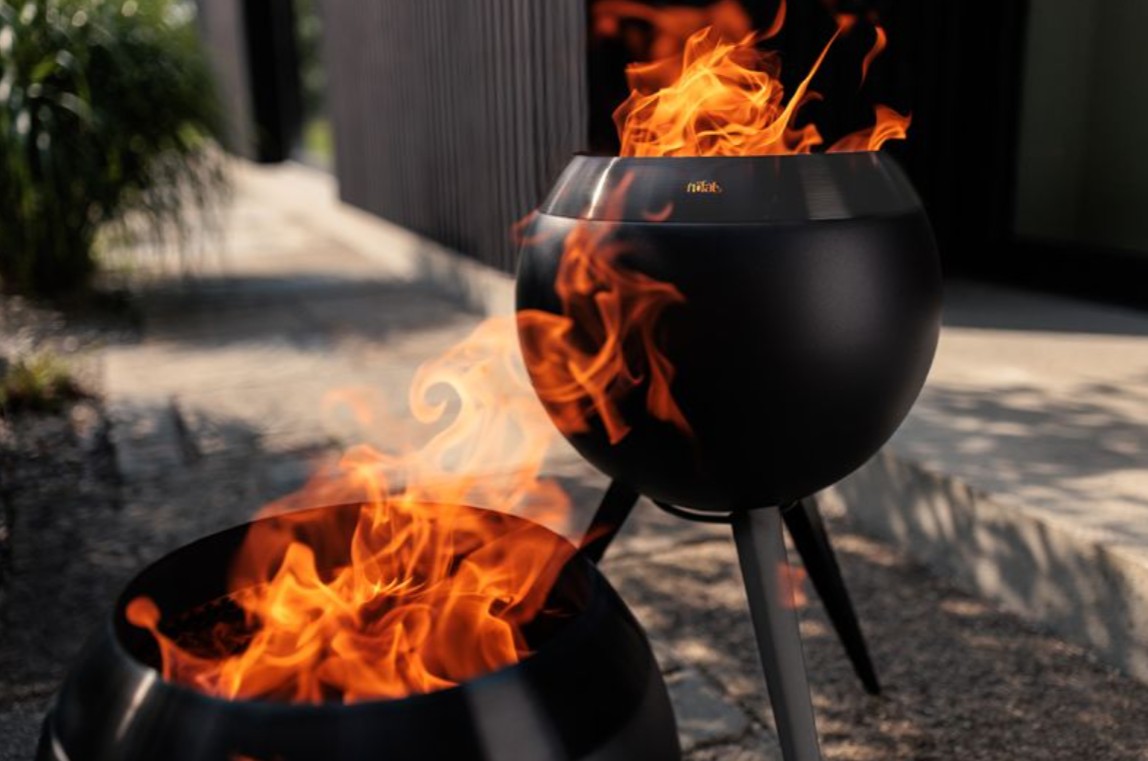 Feuerkorb schwarz mit hohem Fuss,        Moon 45<br>