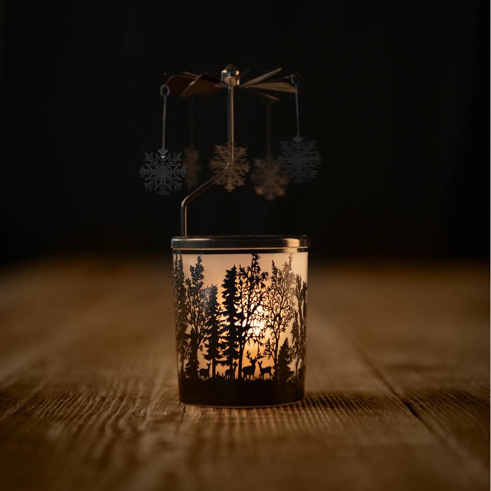Teelicht-Karussell "For&ecirc;t" noire<br>