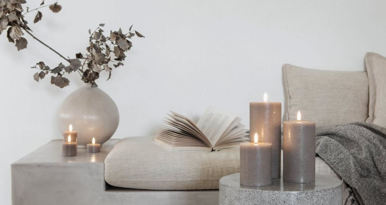 Indoorkerzen LED mit Schmelzoptik, weiss, rustikal<br>