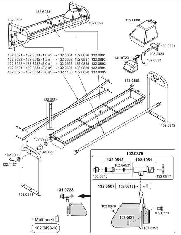 Schwenktrog 100cm/35L Wand<br>