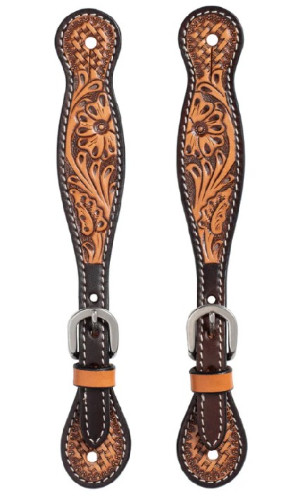 Ladie's Tooled Floral Sporenriemen<br>